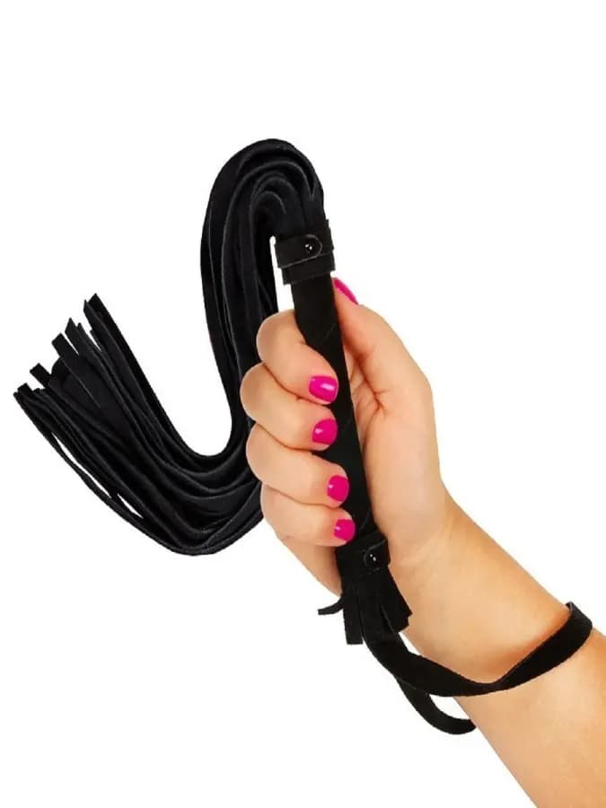 Плеть BDSM велюровая кожа черная 55 см — фото 4