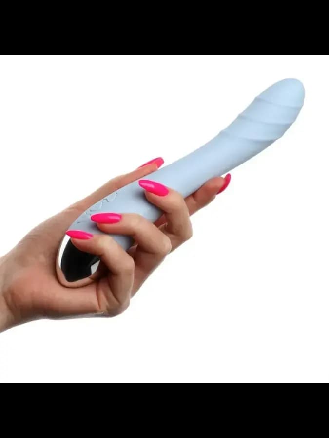 Вибратор 22×3 см, массажный, 10 режимов, ЗУ USB, голубой