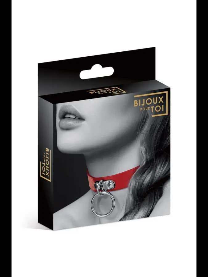 Чокер с кольцом COLLIER FETISH ROUGE, металл, красный
