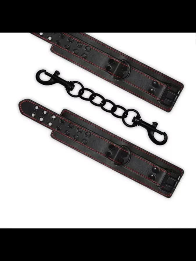 Кожаные наручники Bondage Fetish Pleasure Handcuffs — фото 3