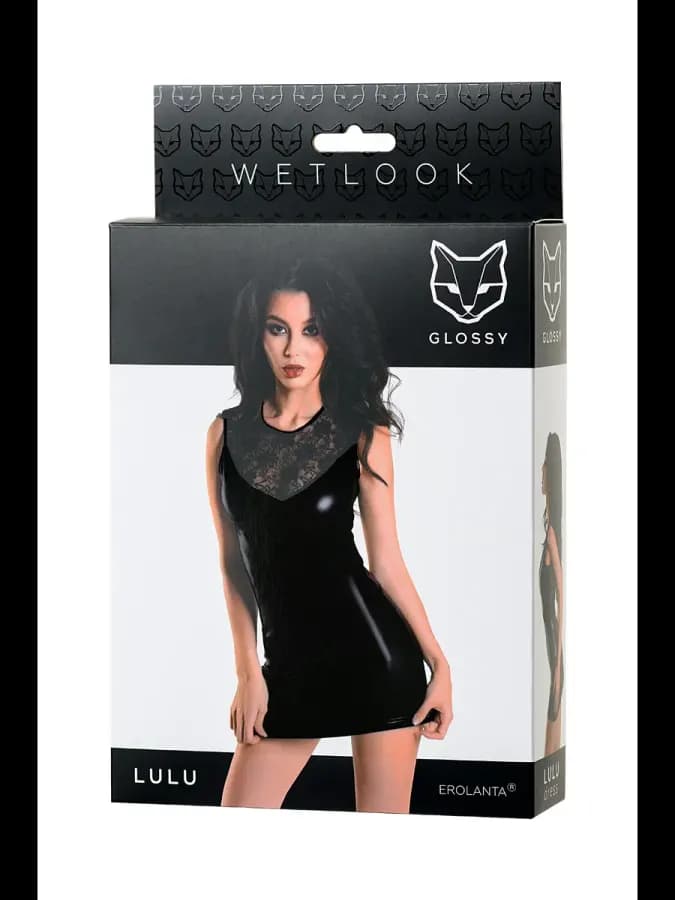 Платье Glossy Lulu из материала Wetlook, черное — фото 5