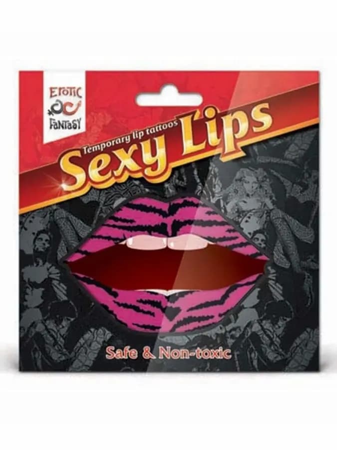 Временные тату-наклейки на губы LIP TATTOO Тигровый розовый — фото 3