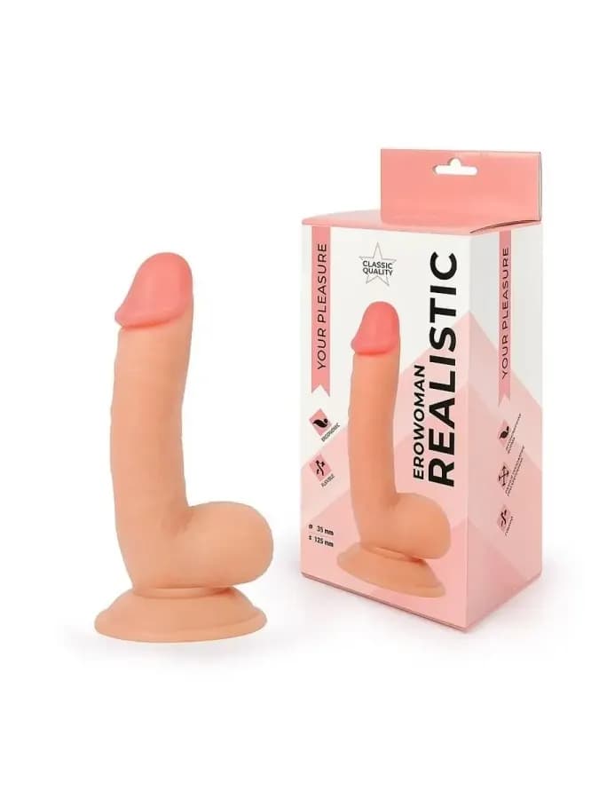 Телесный реалистичный фаллоимитатор Erowoman - 18 см