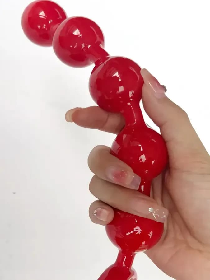 Большая анальная цепочка "BIG RED ANAL BEADS" 28см — фото 5
