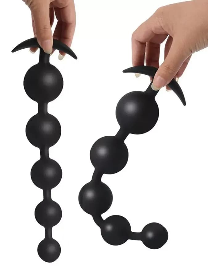 Большая анальная цепочка BLACK ANAL BEADS 24.5см — фото 3