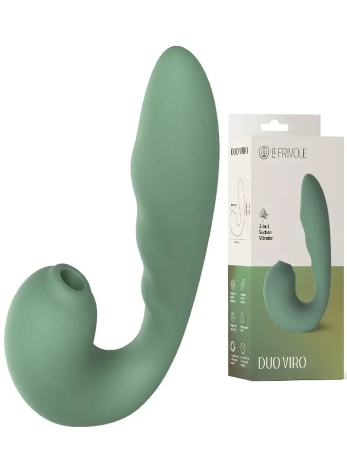 Вакуумный стимулятор с вибратором Duo Viro зеленый 14,8