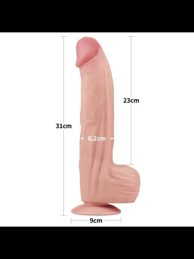 Фаллоимитатор с мошонкой Sliding Skin с двойным покрытием (34 см) — фото 2