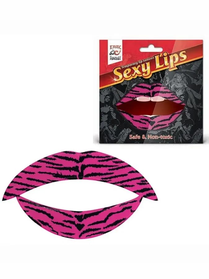 Временные тату-наклейки на губы LIP TATTOO Тигровый розовый — фото 1