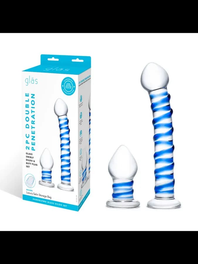Swirly Dildo & Buttplug Set — набор из 2 стеклянных игрушек