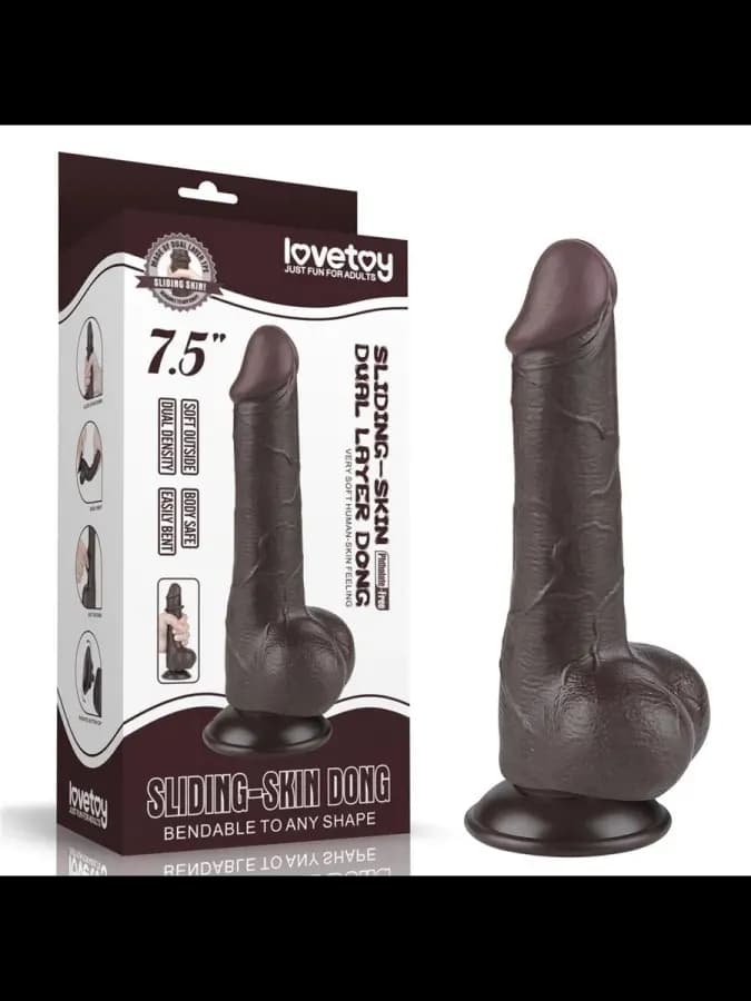 Фаллоимитатор Lovetoy Sliding Skin (19,5×3,5 см) с двойной плотностью, телесный