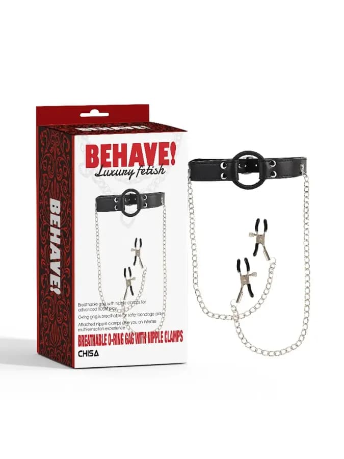 Кляп с зажимами для сосков O-ring Gag Nipple Clamps