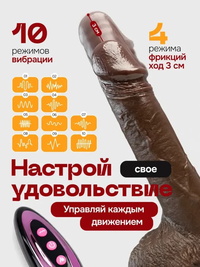 Фаллоимитатор с вибрацией, фрикциями, подогревом — фото 1