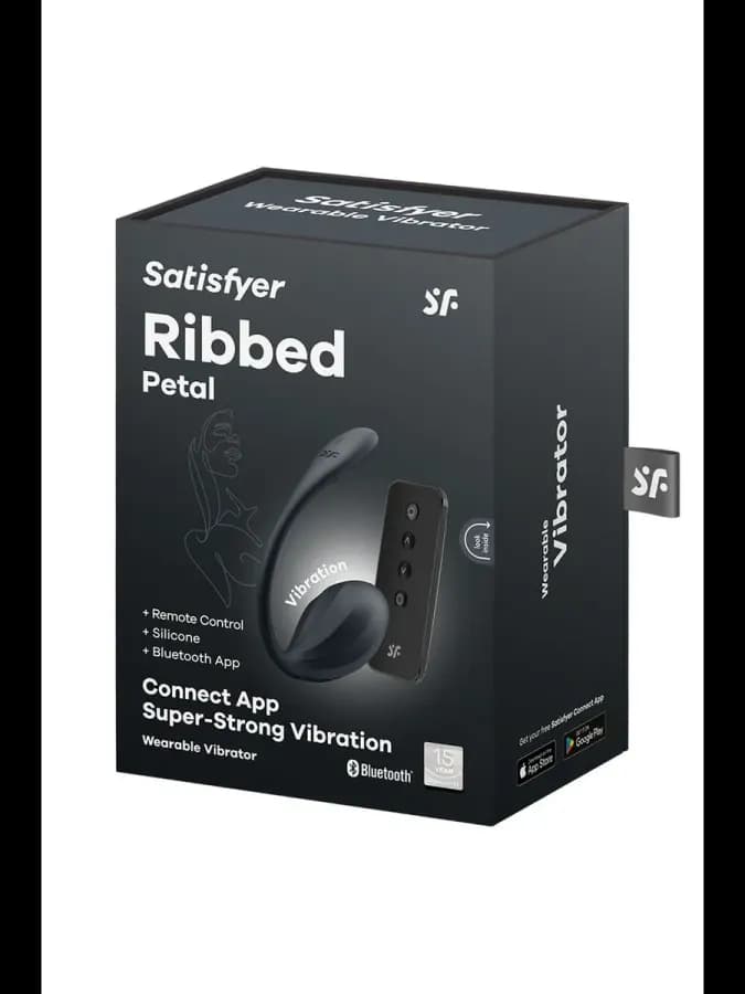Виброяйцо Satisfyer Ribbed Petal черный (Connect App) — фото 1
