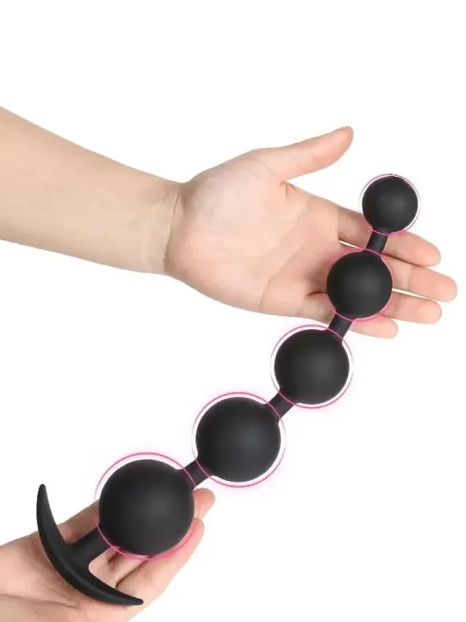 Большая анальная цепочка BLACK ANAL BEADS 24.5см — фото 2