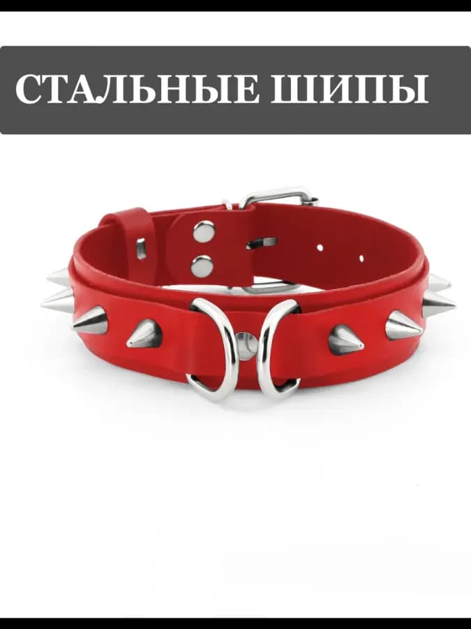 Ошейник для секса бдсм ролевых игр с шипами и поводком — фото 3