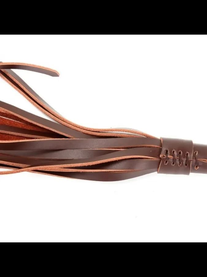 Коричневая кожаная плеть с рукояткой Brown Leather Flogger — фото 2