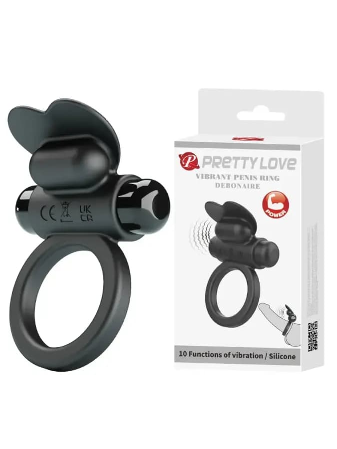 Вибрирующее кольцо Pretty love, черное (Ø 3.5 см)