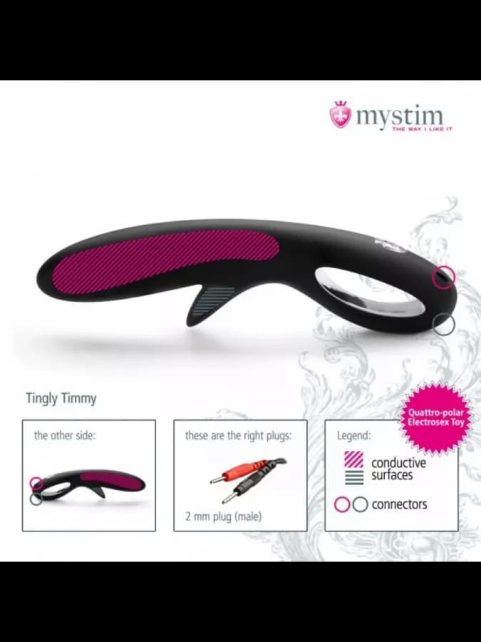 Стимулятор Mystim Tingly Timmy E-Stim серебряный (электростимуляция) — фото 4