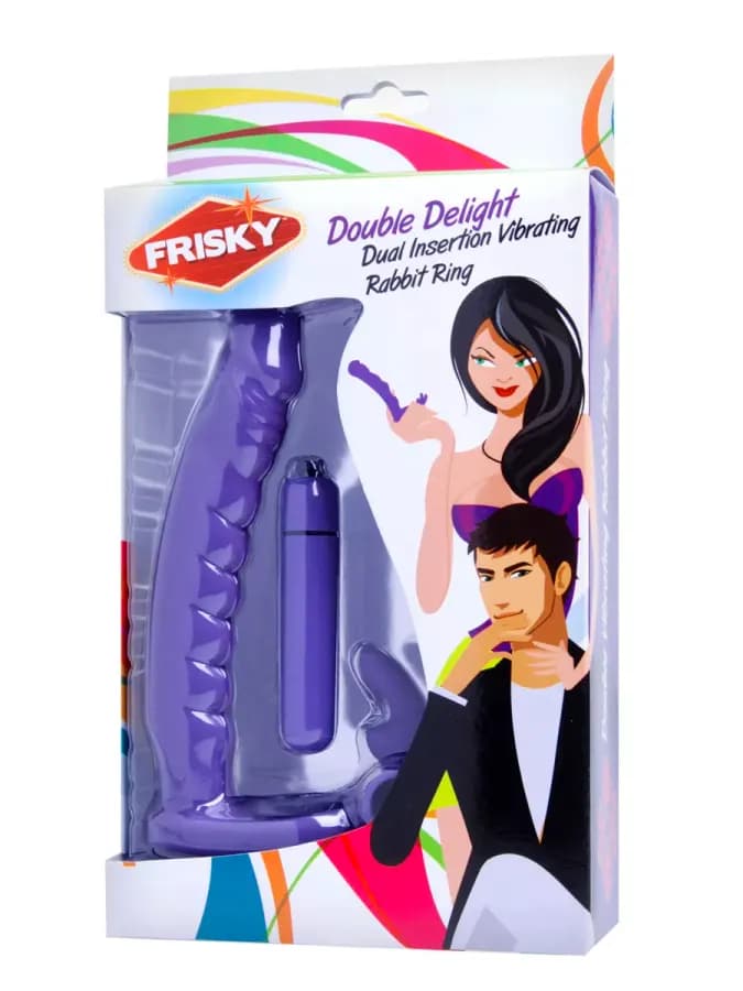 Силиконовый страпон с виброкольцом Double Delight Frisky, фиолетовый, 16.5 см — фото 3
