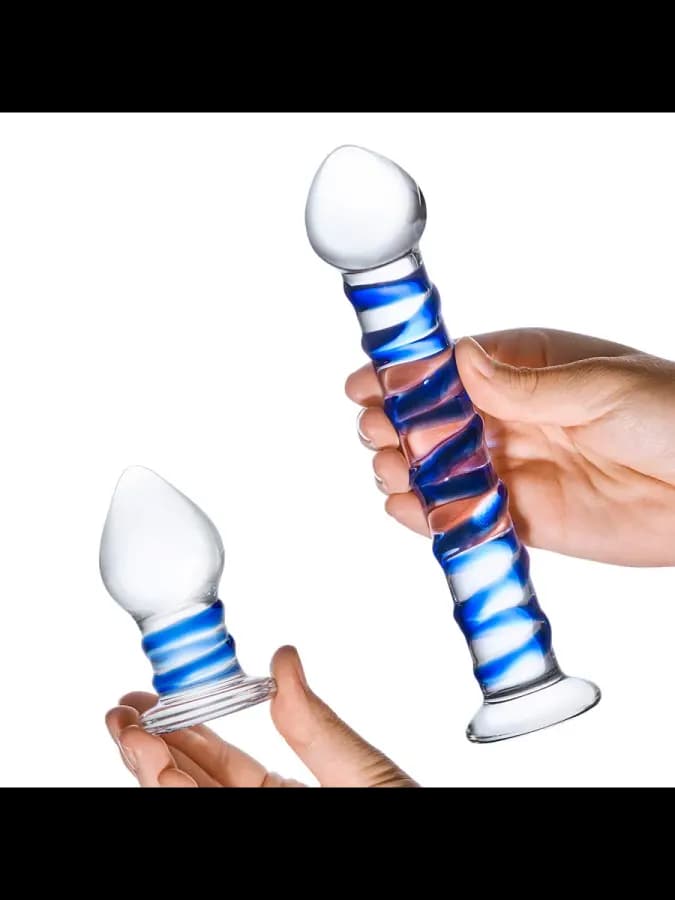 Swirly Dildo & Buttplug Set — набор из 2 стеклянных игрушек — фото 4
