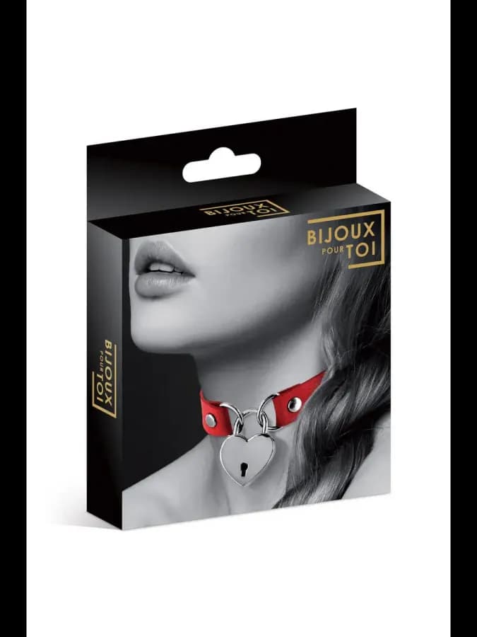 Чокер COLLIER PENDENTIF COEUR ROUGE, металл, красный