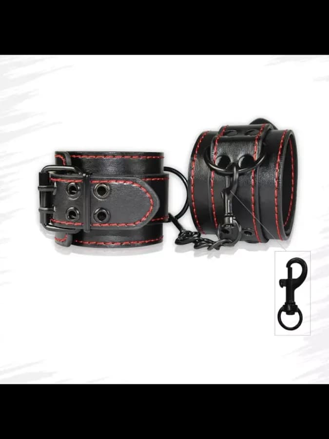 Кожаные наручники Bondage Fetish Pleasure Handcuffs — фото 4