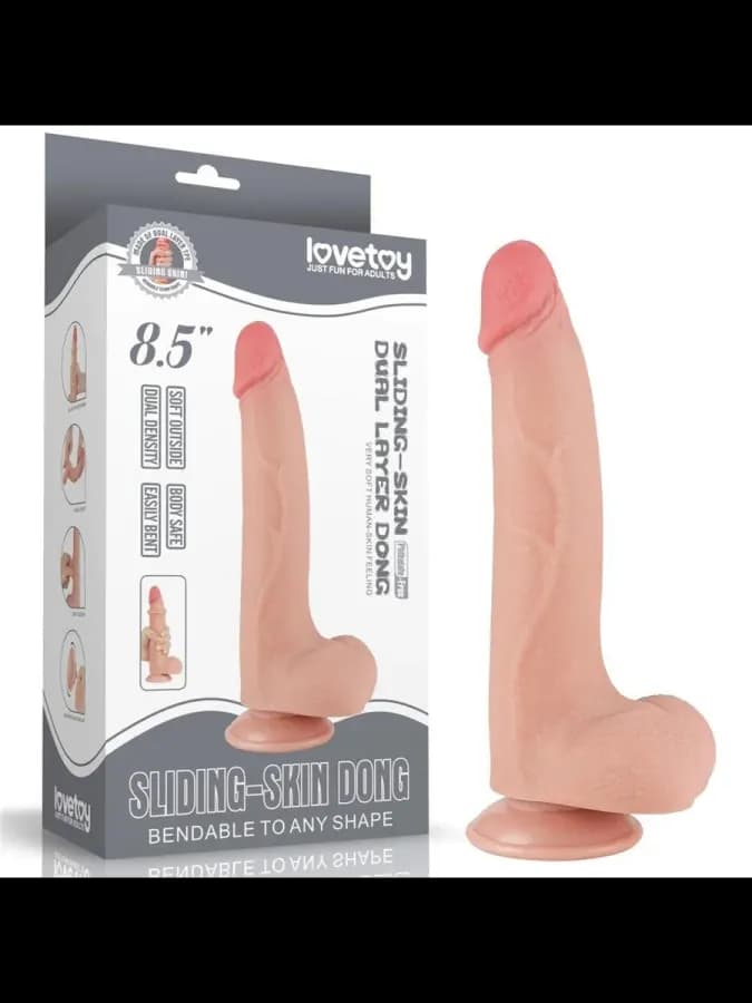 Реалистичный фаллоимитатор Lovetoy Sliding Skin (20×4 см) с мошонкой