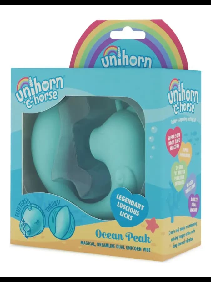 Вибромассажер Unihorn - C Horse - Ocean Peak со стимуляцией язычком, голубой — фото 2