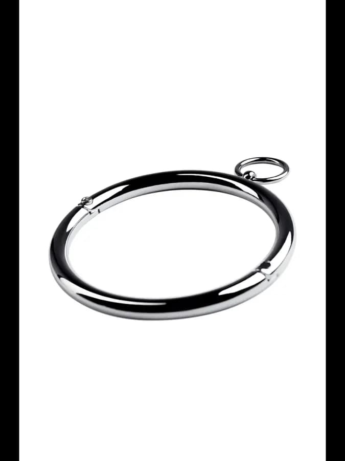 Ошейник металлический с кольцом Toyfa Metal маленький серебр — фото 2