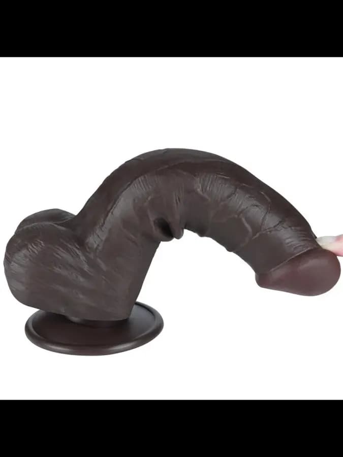 Реалистичный фаллоимитатор Lovetoy Sliding Skin (20,8×4 см) с двойной плотностью, чёрный — фото 2