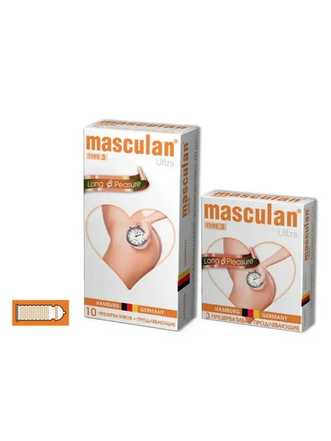 Презервативы Masculan, ultra 3, латекс, кольца, точечные, анестетик, 19 см, 5,3 см, 10 шт — фото 3