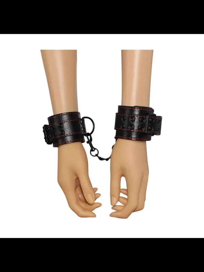 Кожаные наручники Bondage Fetish Pleasure Handcuffs — фото 6