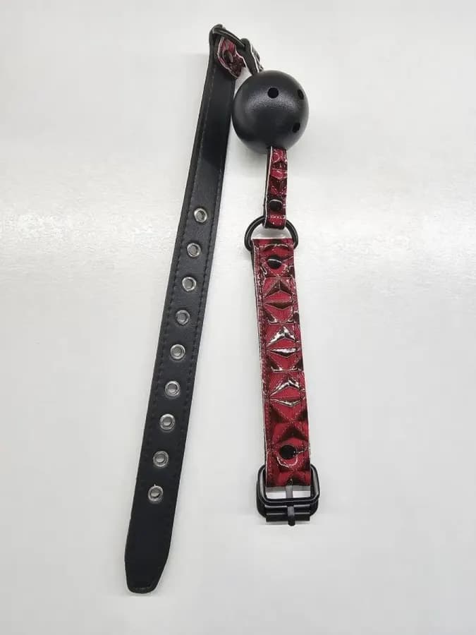 Кляп шарик БДСМ дышащий Ball Gag красный — фото 3