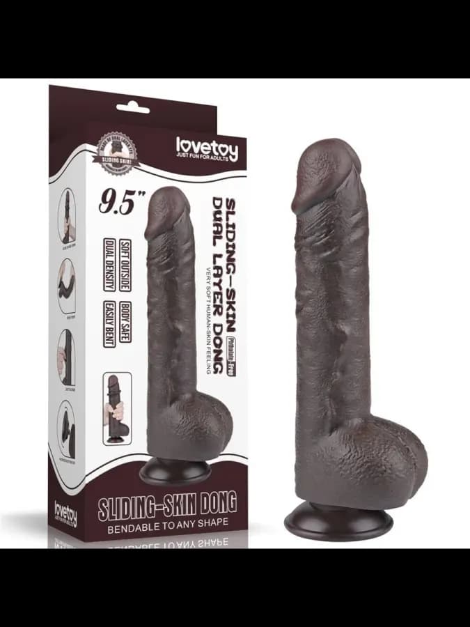Фаллоимитатор Lovetoy Sliding Skin (24×4,3 см) с двойным покрытием телесный