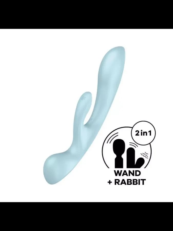 Вибратор-кролик Satisfyer Triple Oh светло-голубой — фото 3
