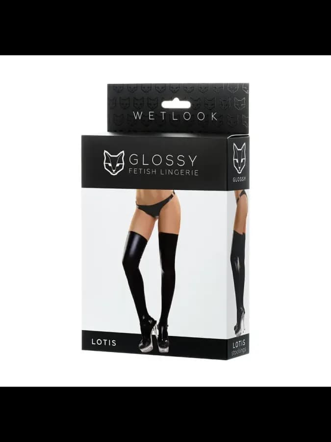 Черные эластичные чулочки Wetlook M (имитация винила) — фото 4