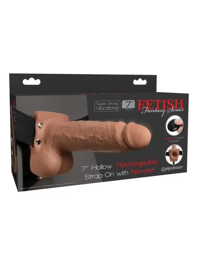7" Hollow Rechargeable Strap-on with Balls — вибрострапон — фото 5