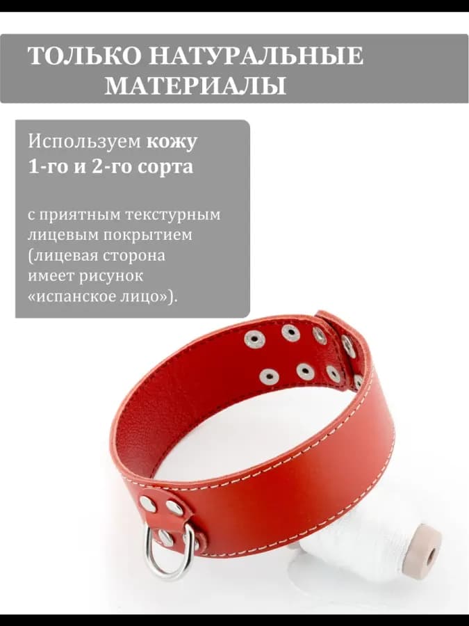 Ошейник бдсм с поводком натуральная кожа — фото 3