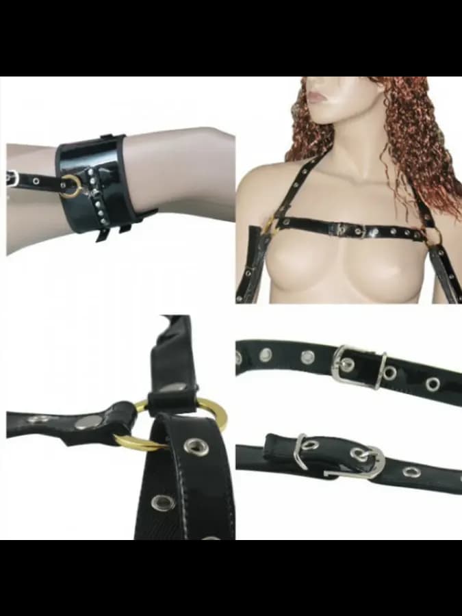 Фиксаторы для ног LoveToy эко-кожа черные до 9 см — фото 2