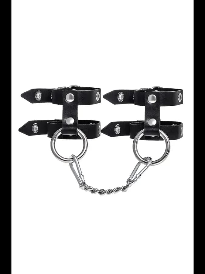 Наручники однослойные из двух ремешков черные — фото 2