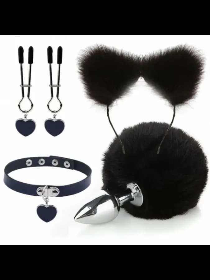 Черный нежный бдсм комплект Fur Sexy Kit