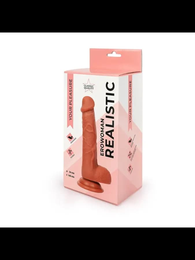Реалистичный коричневый фаллоимитатор Erowoman - 18,5 см — фото 4