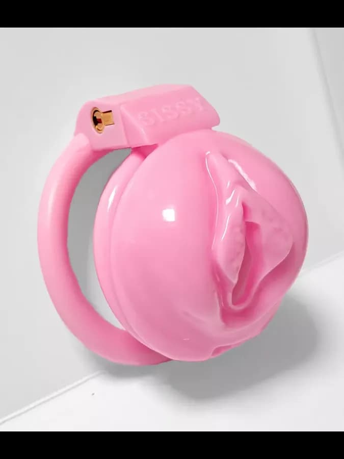 Розовый пояс верности Sissy с имитацией половых губ