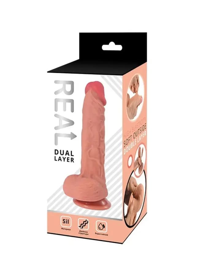 Реалистичный фаллоимитатор Real Dual Layer 17 см