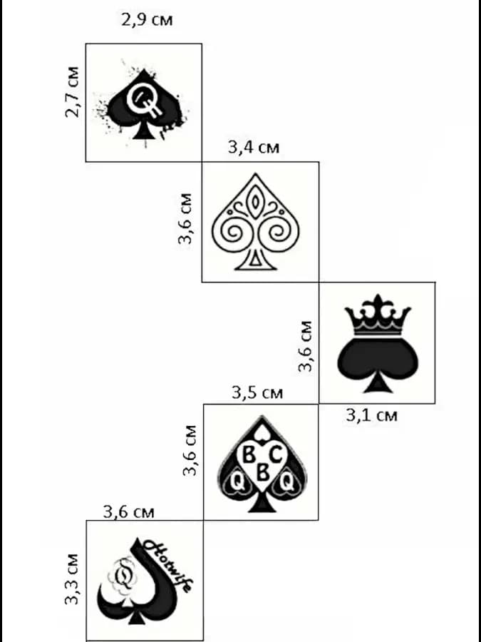 Набор переводных татуировок "Queen of spades"