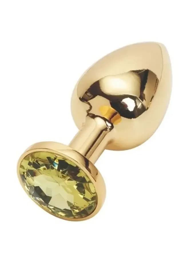 Анальная втулка с кристаллом Large Gold желтый 9 см