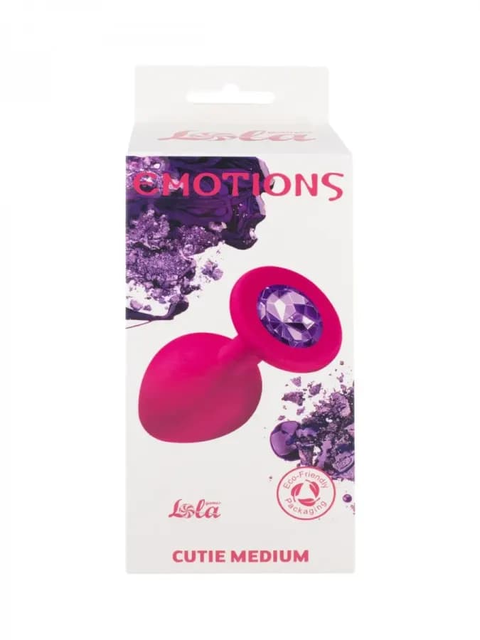 Анальная пробка Emotions Cutie Medium Pink dark purple cryst
