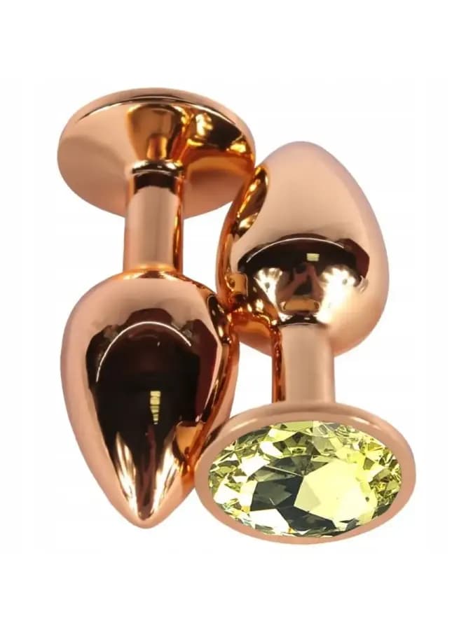 Анальная втулка с кристаллом Large Gold желтый 9 см — фото 2